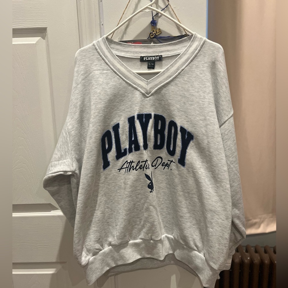 PLAYBOY Gray and Blue Oversized Sweatshirt